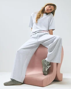 Grey Premium Drawstring Wide Leg Joggers