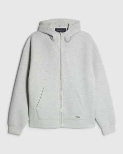 Grey Premium Oversized Zip Through Hoodie