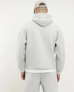 Grey Premium Oversized Zip Through Hoodie