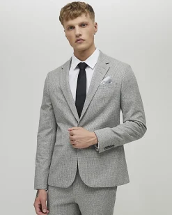 Grey Puppytooth Skinny Fit Suit Jacket