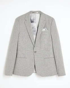 Grey Puppytooth Skinny Fit Suit Jacket