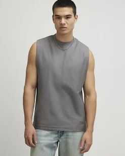 Grey Regular Fit Essential Tank Top