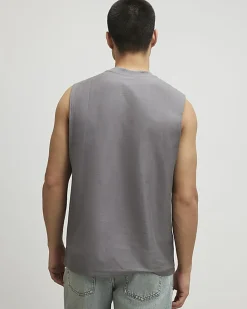 Grey Regular Fit Essential Tank Top