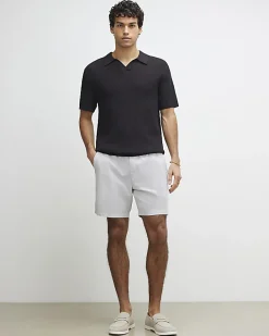 Grey Regular Fit Linen Blend Shorts