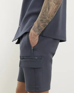 Grey Regular Fit Nylon Pocket Cargo Shorts