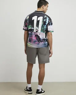 Grey Regular Fit Taped Shorts