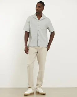 Grey Regular Fit Textured Short Sleeve Shirt