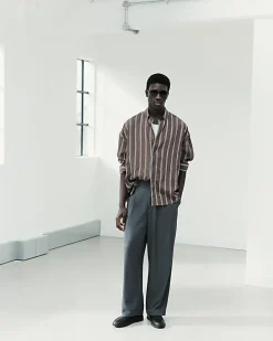 Grey RI Studio Wide Leg Pleat Trousers