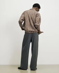 Grey RI Studio Wide Leg Pleat Trousers
