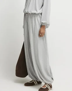 Grey Ruched Bubble Hem Trousers