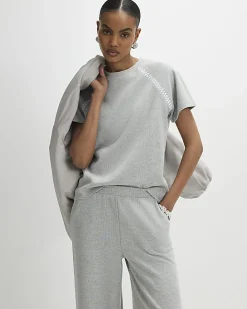Grey Short Sleeve Cosy Whipstitch T-shirt