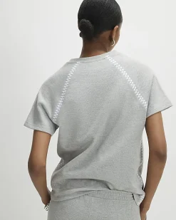 Grey Short Sleeve Cosy Whipstitch T-shirt