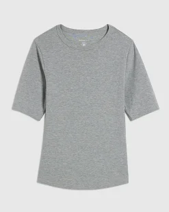 Grey Short Sleeve Cotton Fitted Top