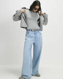 Grey Short Sleeve Cotton Fitted Top