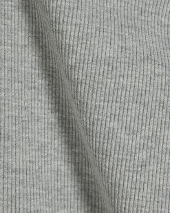 Grey Short Sleeve Fitted Ribbed Top