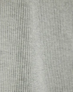 Grey Short Sleeve High V Neck Ribbed Top