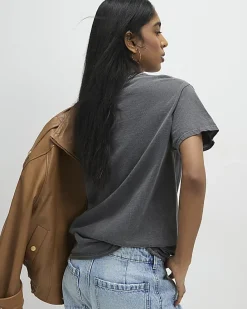 Grey Short Sleeve Washed Leopard T-shirt