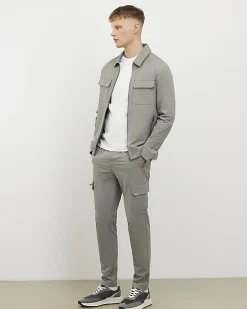 Grey Skinny Fit Stretch Cargo Trousers