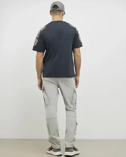 Grey Skinny Fit Stretch Pocket Cargo Trousers