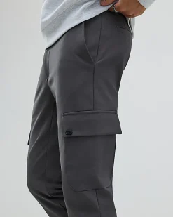 Grey Skinny Stretch Smart Cargo Trousers