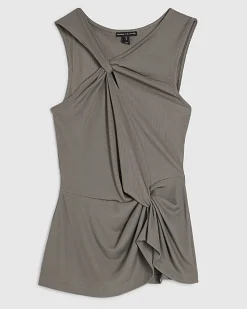 Grey Sleeveless Double Twist Top