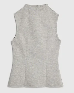 Grey Sleeveless Interlock High Neck Top