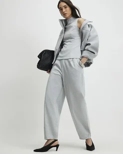 Grey Sleeveless Interlock High Neck Top