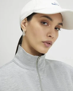 Grey Sleeveless Zip Through Interlock Top