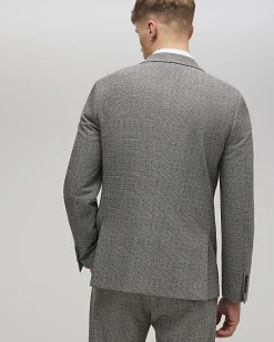 Grey Slim Fit Check Suit Jacket