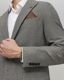 Grey Slim Fit Check Suit Jacket