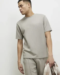 Grey Slim Fit Interlock Crew Neck T-shirt