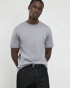 Grey Slim Fit Interlock Crew Neck T-Shirt