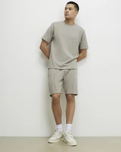 Grey Slim Fit Interlock Shorts