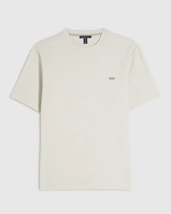 Grey Slim Fit Jacquard Textured T-Shirt