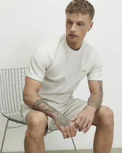 Grey Slim Fit Jacquard Textured T-Shirt