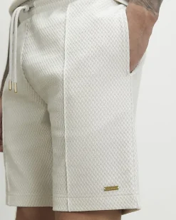 Grey Slim Fit Jacquard Textured Shorts