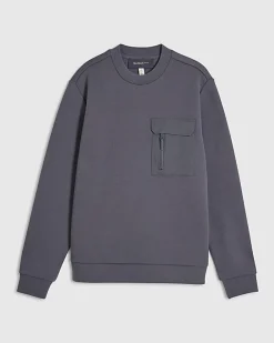 Grey Slim Fit Nylon Pocket Sweatshirt