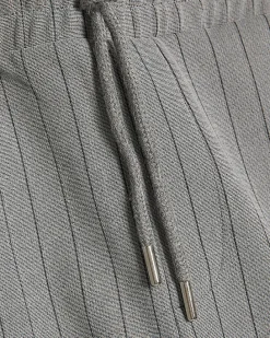 Grey Slim Fit Pinstripe Shorts