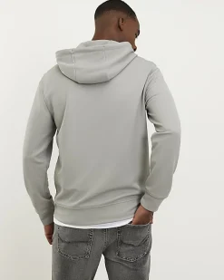 Grey Slim Fit Pique Zip Through Hoodie