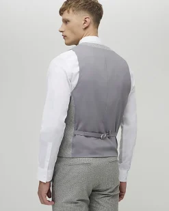 Grey Slim Fit Puppytooth Waistcoat