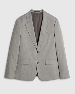 Grey Slim Fit Stretch Textured Suit Jacket