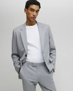 Grey Slim Fit Stretch Textured Suit Jacket