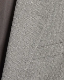 Grey Slim Fit Stretch Textured Suit Jacket