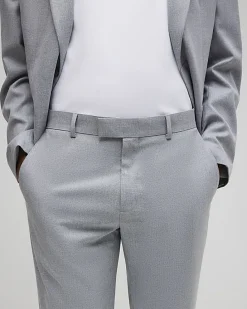 Grey Slim Fit Stretch Textured Suit Trousers