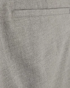 Grey Slim Fit Stretch Textured Suit Trousers