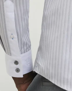 Grey Slim Fit Stripe Shirt
