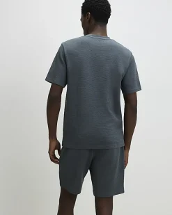 Grey Slim Fit Textured T-Shirt & Short Set