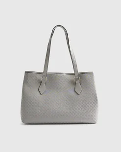 Grey Stripe Monogram Shopper Bag