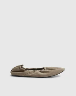 Grey Suede Elastic Ballet Pumps