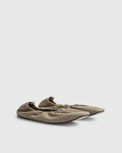 Grey Suede Elastic Ballet Pumps